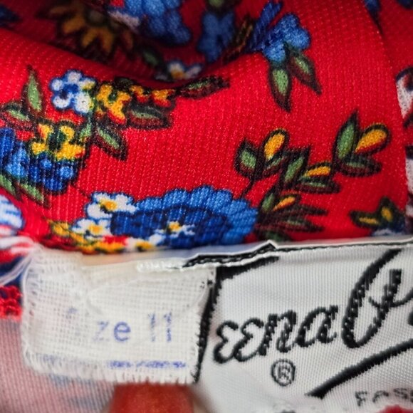 Vintage 60s 70s Red Prairie Floral Bohemian Dream Dress - Picture 8 of 16